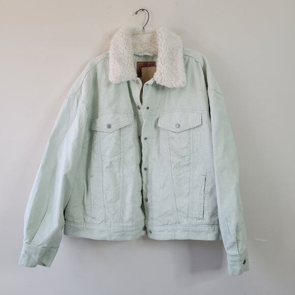 Levi's Baby Cropped Baggy Trucker Jacket in Mint Green size 3X - Picture 2 of 7
